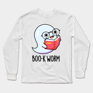 Boo-k Worm Cute Halloween Bookworm Ghost Pun Long Sleeve T-Shirt